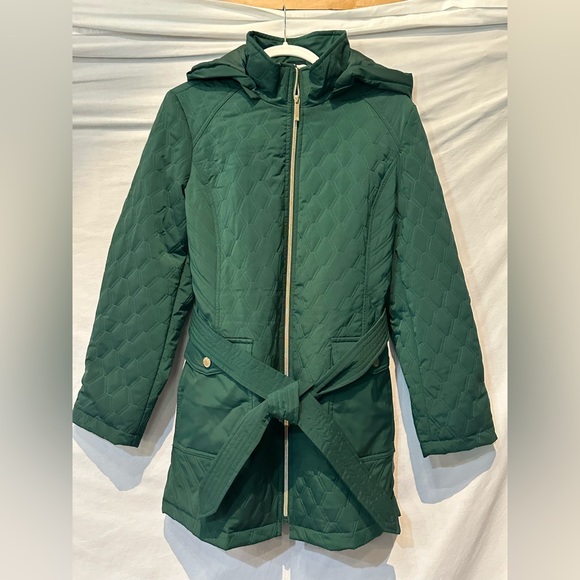 NWOT - Designer Dennis Basso Quilted Hooded Jacket - Hunter Green - Large - Picture 1 of 8